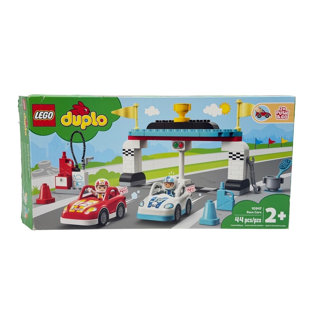 LEGO Duplo 10947 Race Cars Racetrack Building Playset Push & Go Motor Incomplete